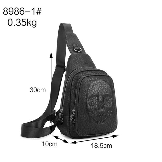 欧美街头流浪 潮酷骷髅胸包 跨境新款个性朋克包大容量单肩包腰包