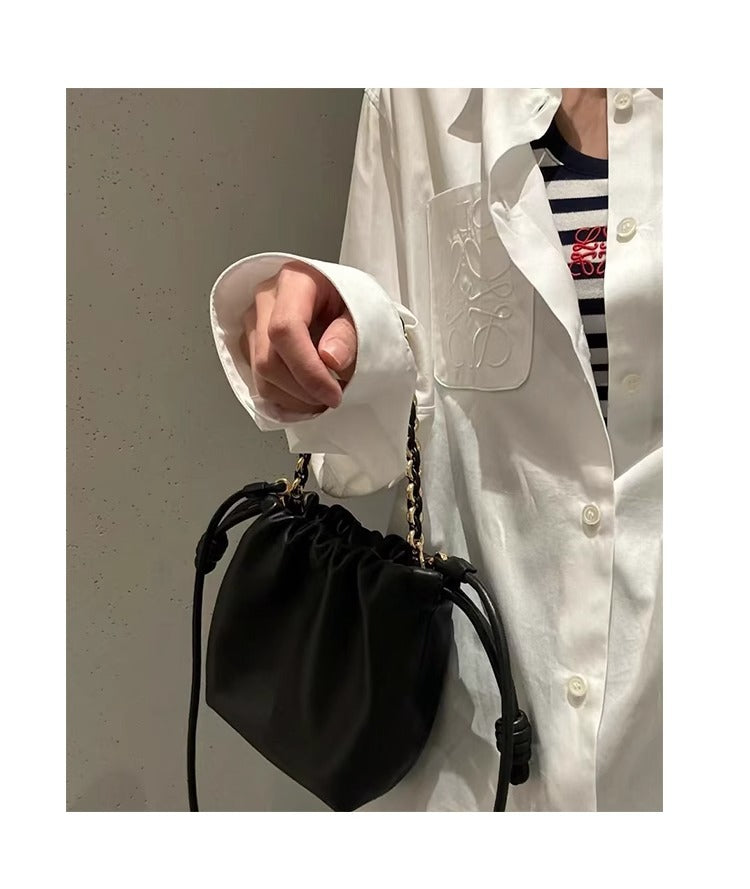 高品质Flamenco云朵包抽绳福袋包头层羊皮腋下包斜挎单肩包女包