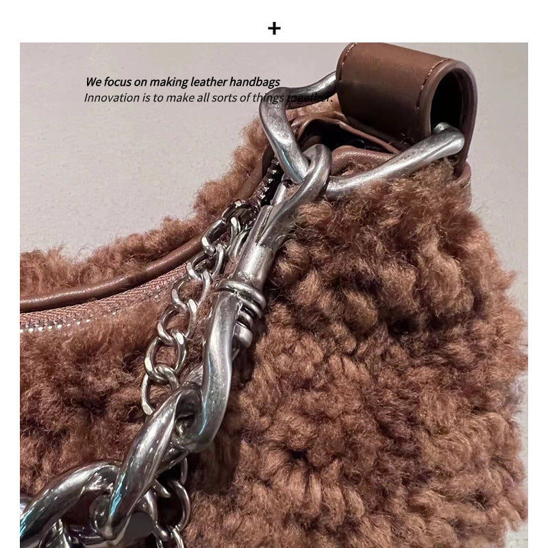 包包女士2023新款秋冬羊羔毛腋下链条包高级感时尚百搭单肩斜挎包