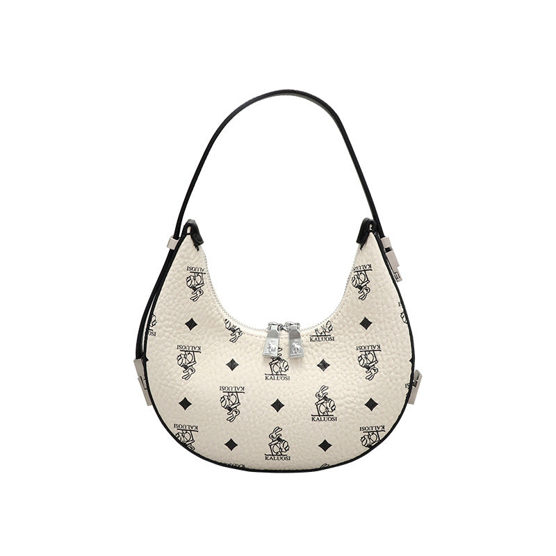 时尚潮流简约小众女单肩手提包质感流行月牙包新款兔兔兔子新月包