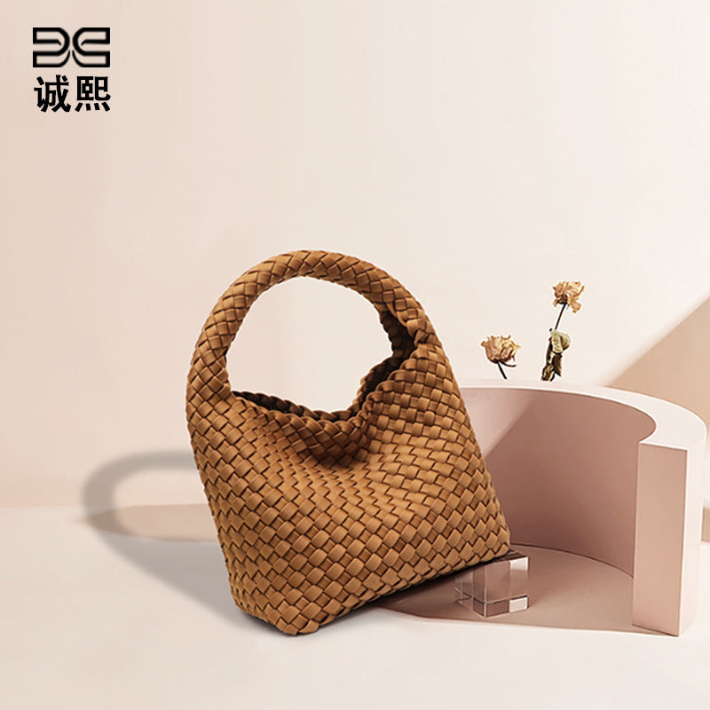 新款潮流复古子母包跨境手提单肩斜跨编织包包大容量菜篮子水桶包