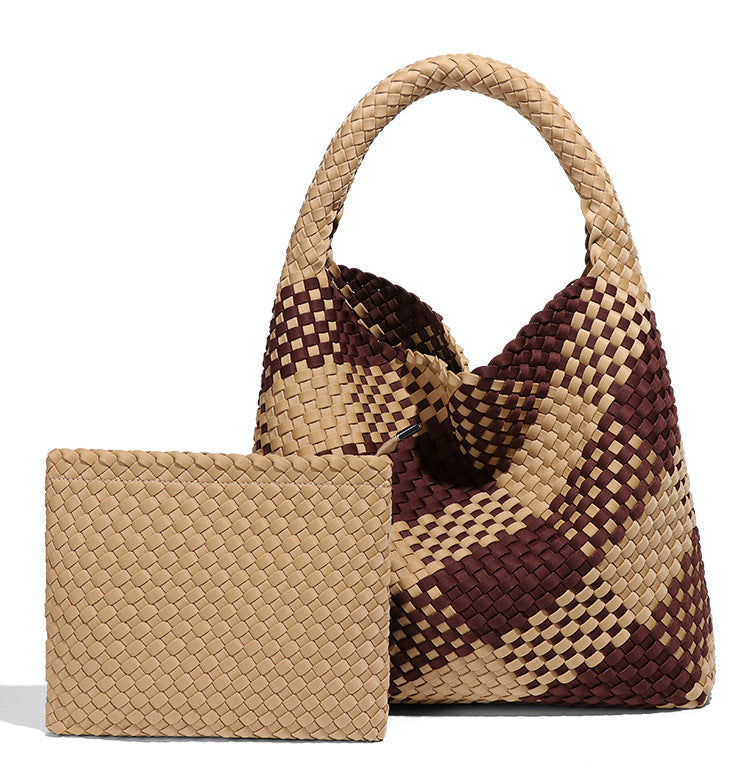 2025年流行手工编织包手提托特单肩腋下女包时尚复古潮流休闲质感