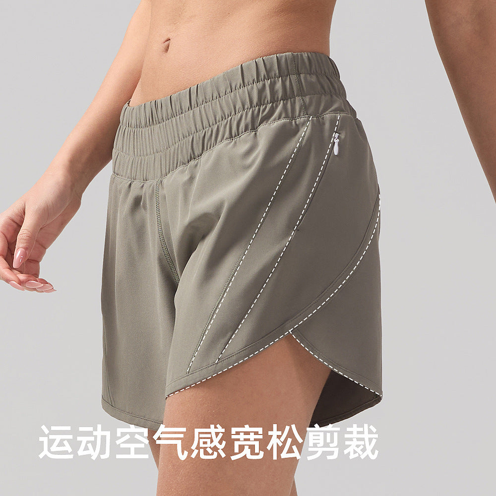 速干跑步短裤女吸湿透气弹力休闲健身裤lulu中腰瑜伽运动短裤5"