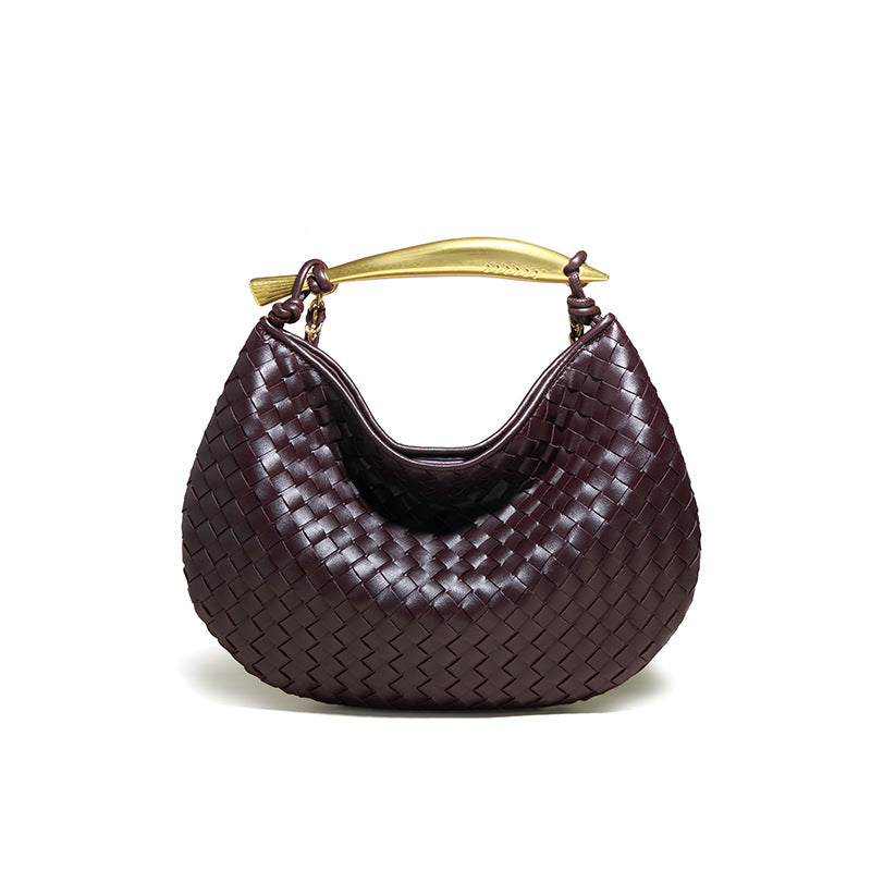 广州工厂直销包包沙丁鱼手工编织复古时尚质感单肩斜挎月牙饺子包