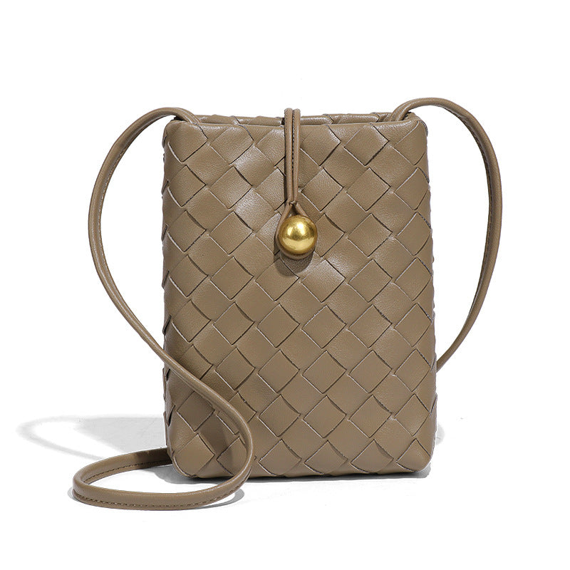 时尚迷你竖款编织手机包复古百搭斜挎零钱包小众质感潮流单肩女包