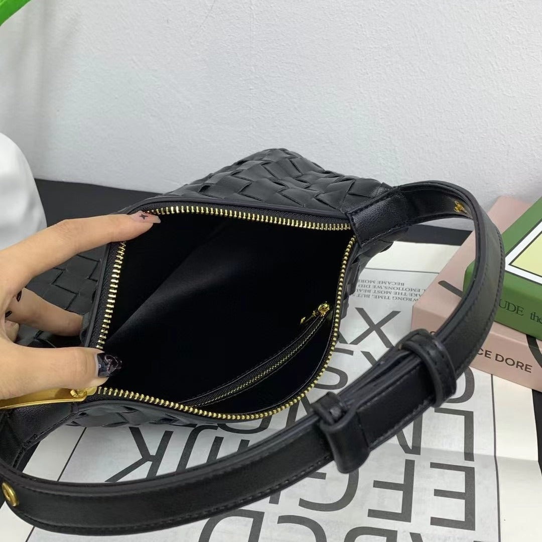 女士包包2023新款秋冬时尚简约休闲饭盒包手提编织女包单肩腋下包