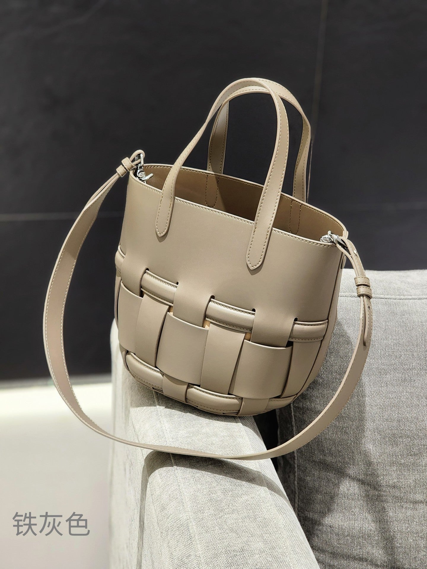 手工编织牛皮托特包时尚镂空手提包大容量单肩包女包外贸一件代发