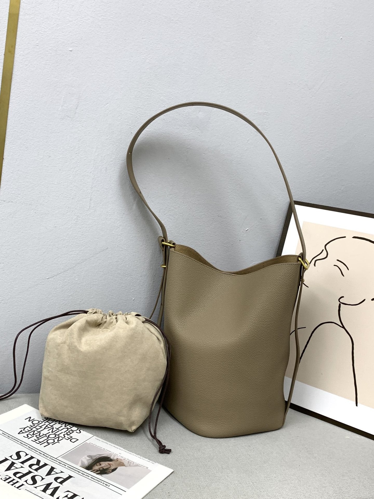 韩风流浪水桶包简直泰韩啦 网红爆品皮料忒有质感容量空间大 代发