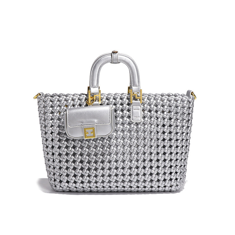 夏季休闲百搭大容量托特手提包手工编织包包简约三件套单肩斜挎包