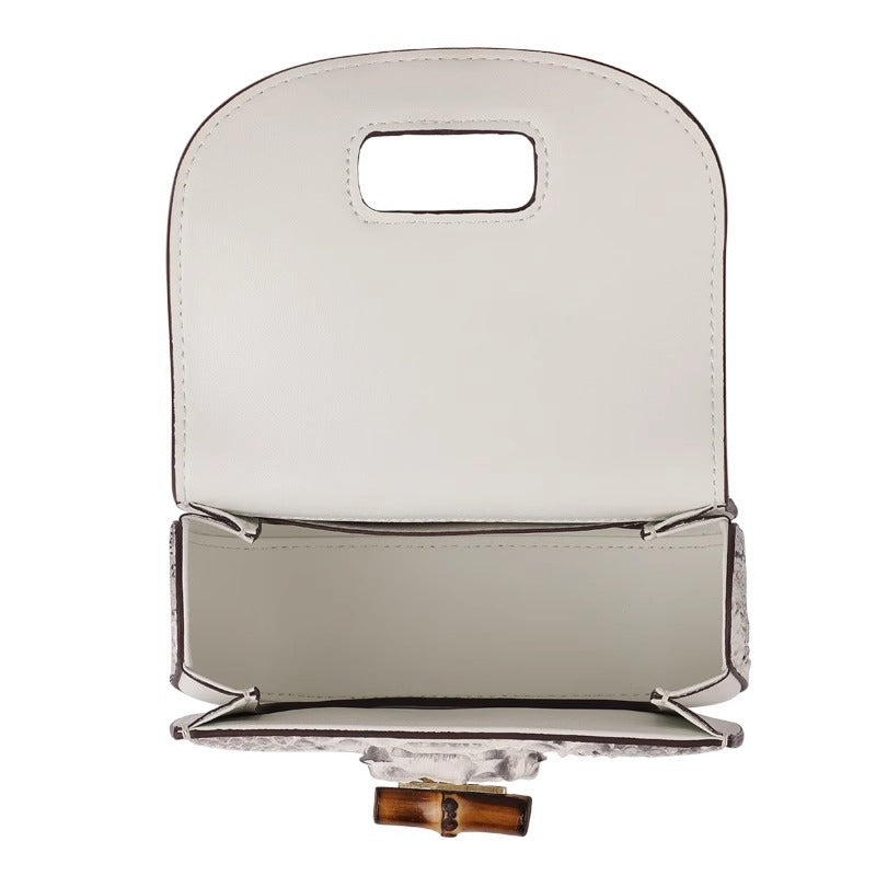 泰国进口蟒蛇皮女包真皮竹节包手提单肩包轻奢手工小香包斜跨迷你