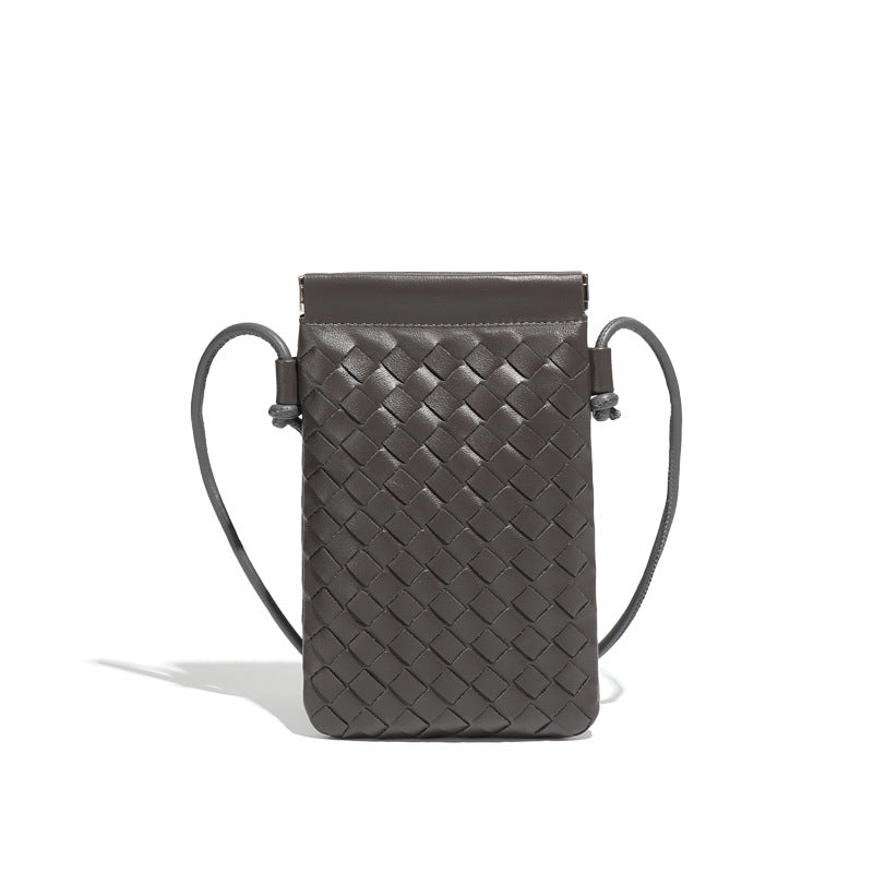 韩版竖款迷你零钱手机包小巧轻便单肩斜挎女包时尚休闲手工编织包