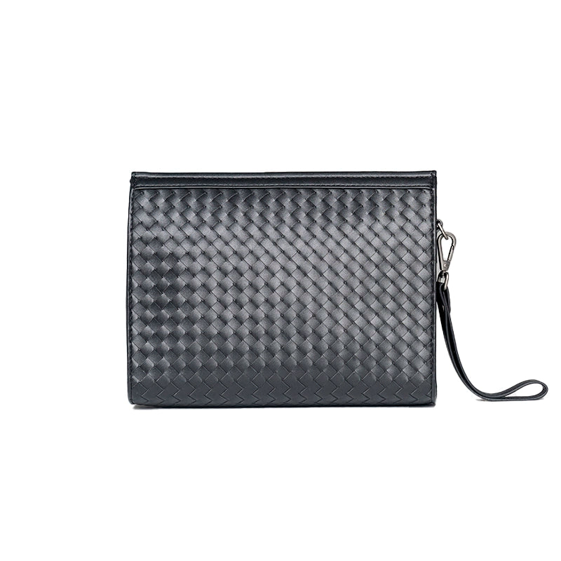 X&BV男士手拿包真皮大容量手抓包编织青年夹包商务休闲信封包男包