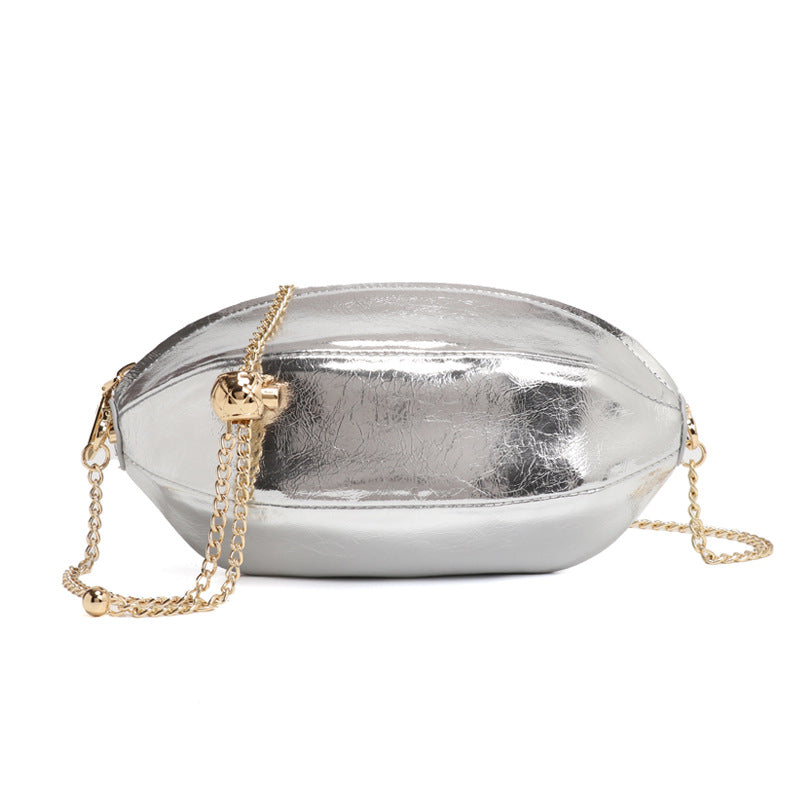 外贸出口个性橄榄球包韩版潮流小金球斜挎女包网红直播爆款单肩包