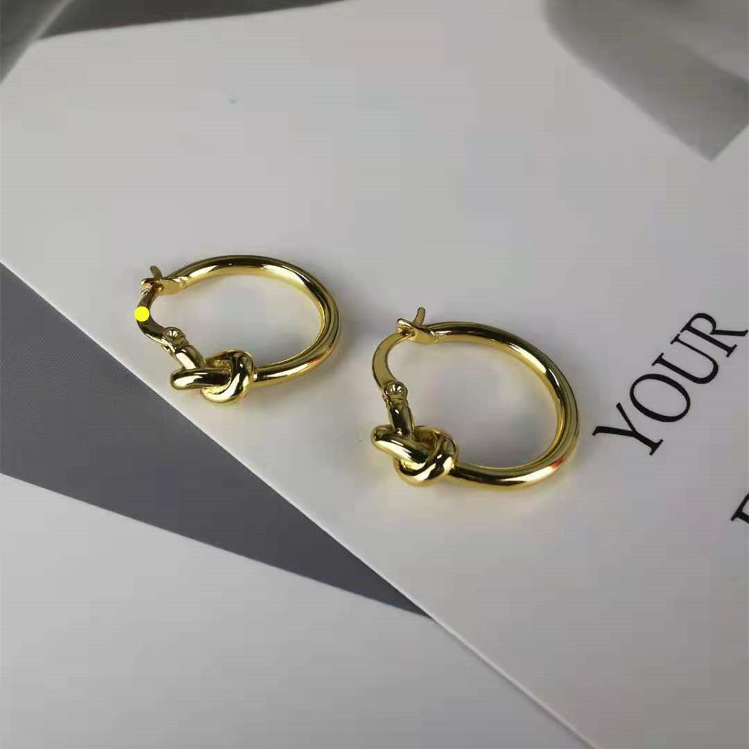 赛家新款celi打结耳环百搭复古简约港风法式耳钉小众设计感耳圈