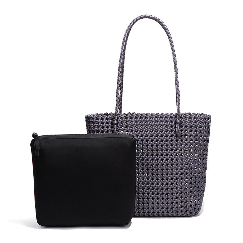 厂家新款镂空手提子母包风车结菜篮编织包原宿风文艺女单肩腋下包