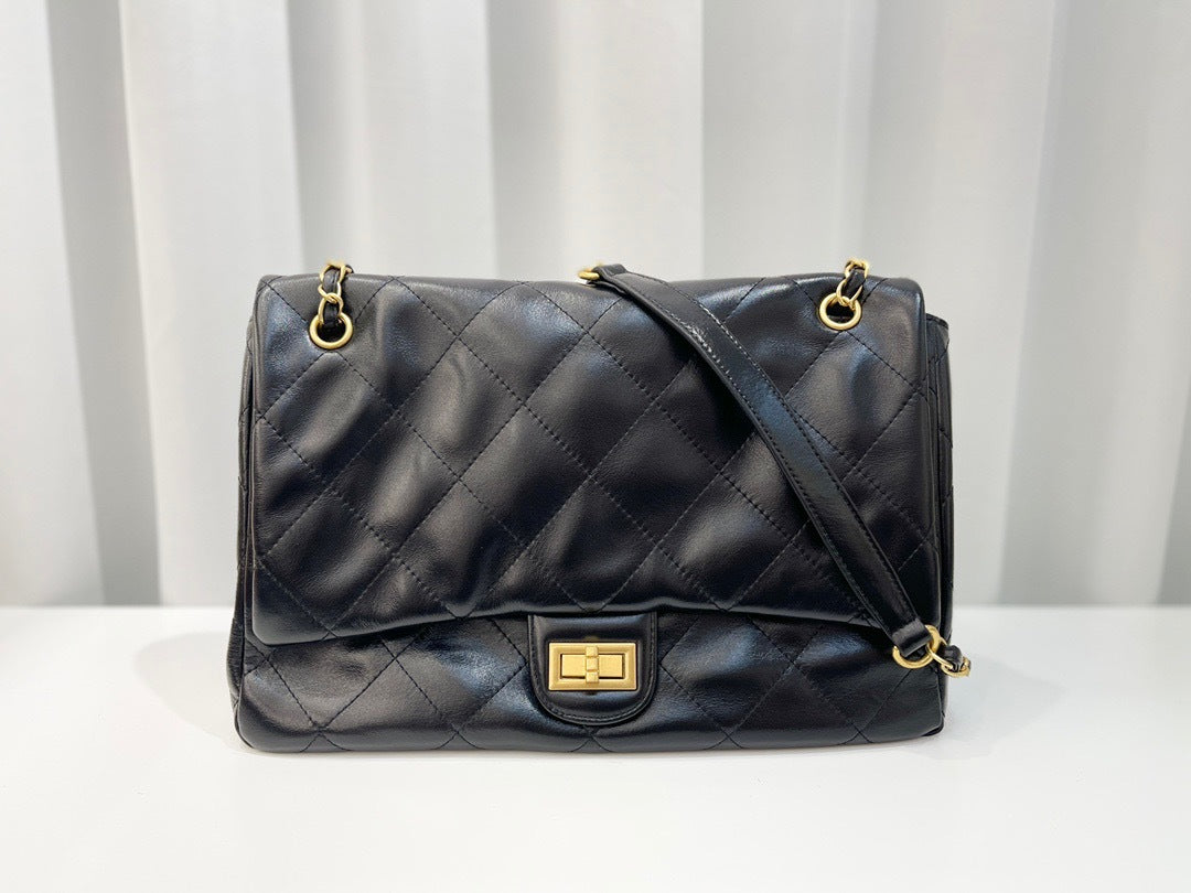 头层牛皮小香风菱格链条包大容量托特真皮女包时尚单肩斜挎流浪包