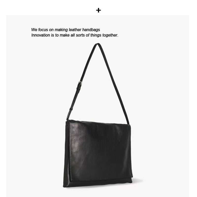 头层植鞣牛皮通勤腋下包单肩斜挎包法棍包秋冬新款复古真皮女包