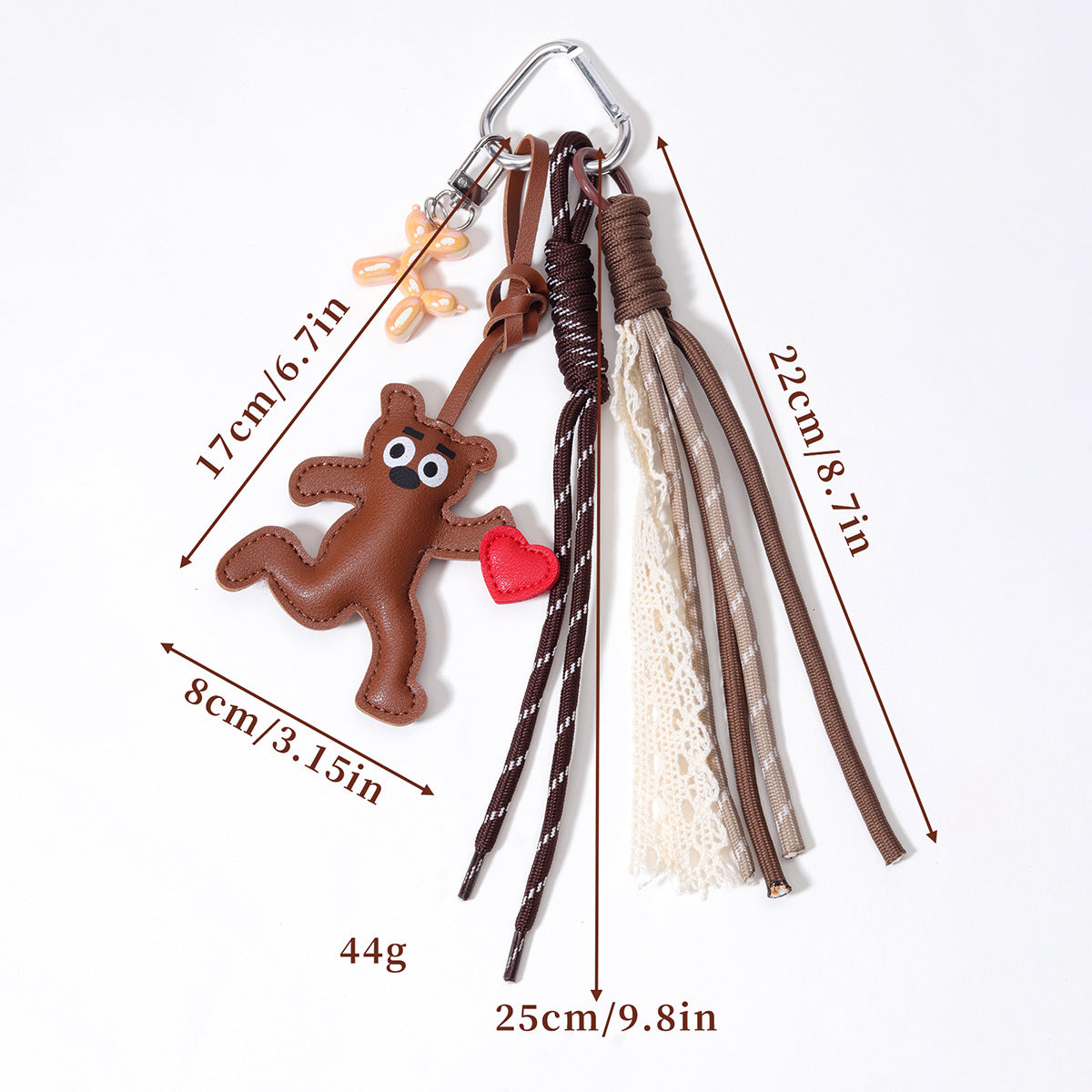 工厂原创配搭PU皮革欢乐点赞爱心小熊包包挂件气球狗编制挂绳定制