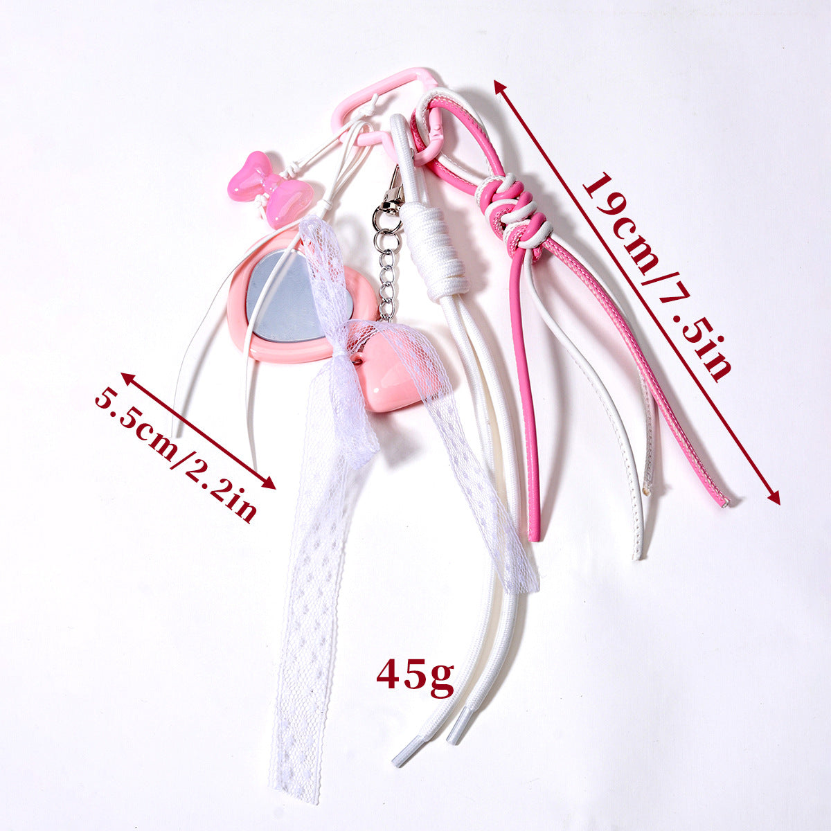 饰品工厂量大价优粉色镜子爱心蝴蝶结包挂包包挂件挂饰钥匙扣挂