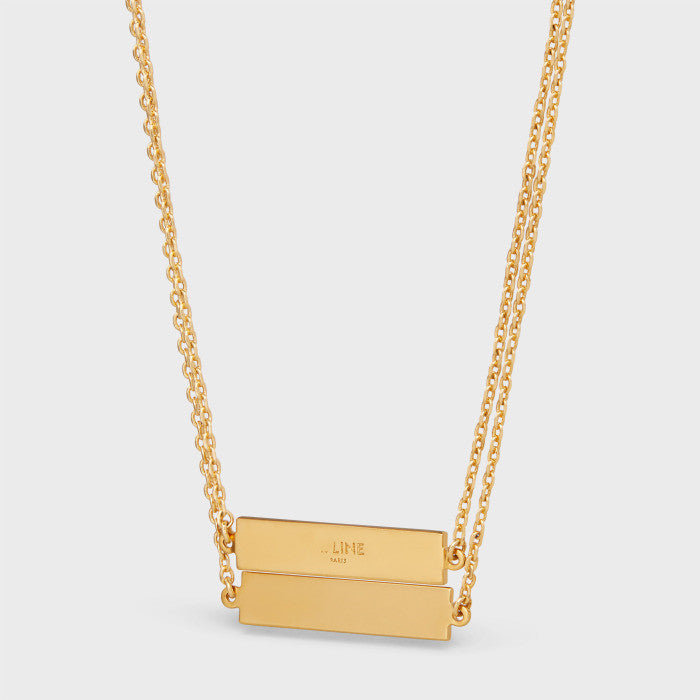 CEL风22新款双层金色长方牌字母项链女高级感气质光面镀24K锁骨链