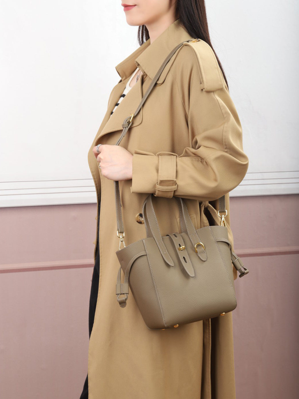 头层TOGO牛皮包包女2023新款大容量通勤单肩斜挎托特包外贸亚马逊