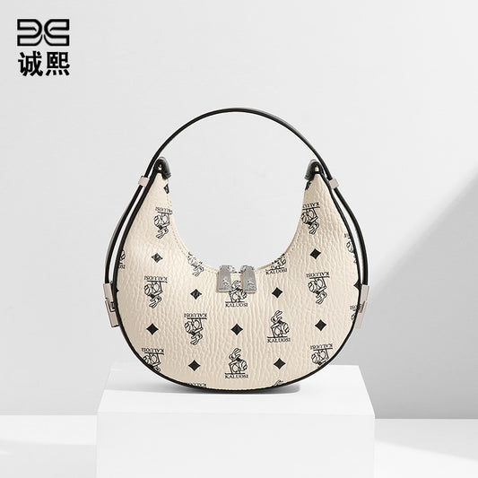 时尚潮流简约小众女单肩手提包质感流行月牙包新款兔兔兔子新月包