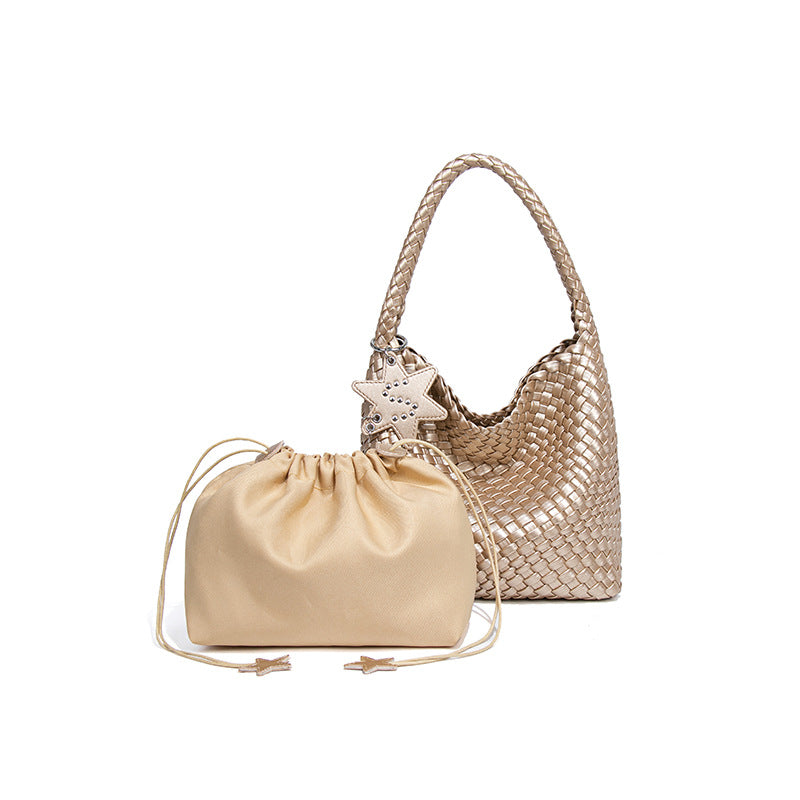 今年流行枪枪单肩腋下包时尚手工编织女包潮流简约手提菜篮子母包