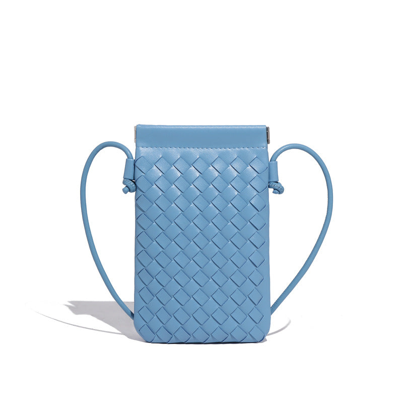 简约时尚新款迷你手机包手工编织包潮流复古小零钱包单肩斜挎女包