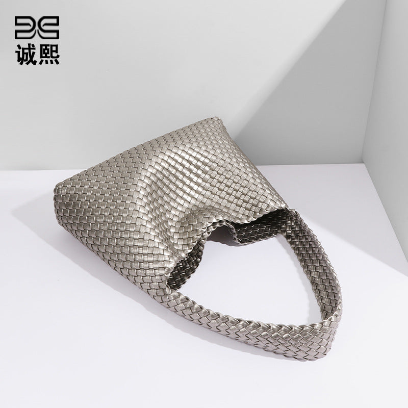 质感流行编织单肩女包潮流百搭大容量腋下包时尚简约韩版托特包包