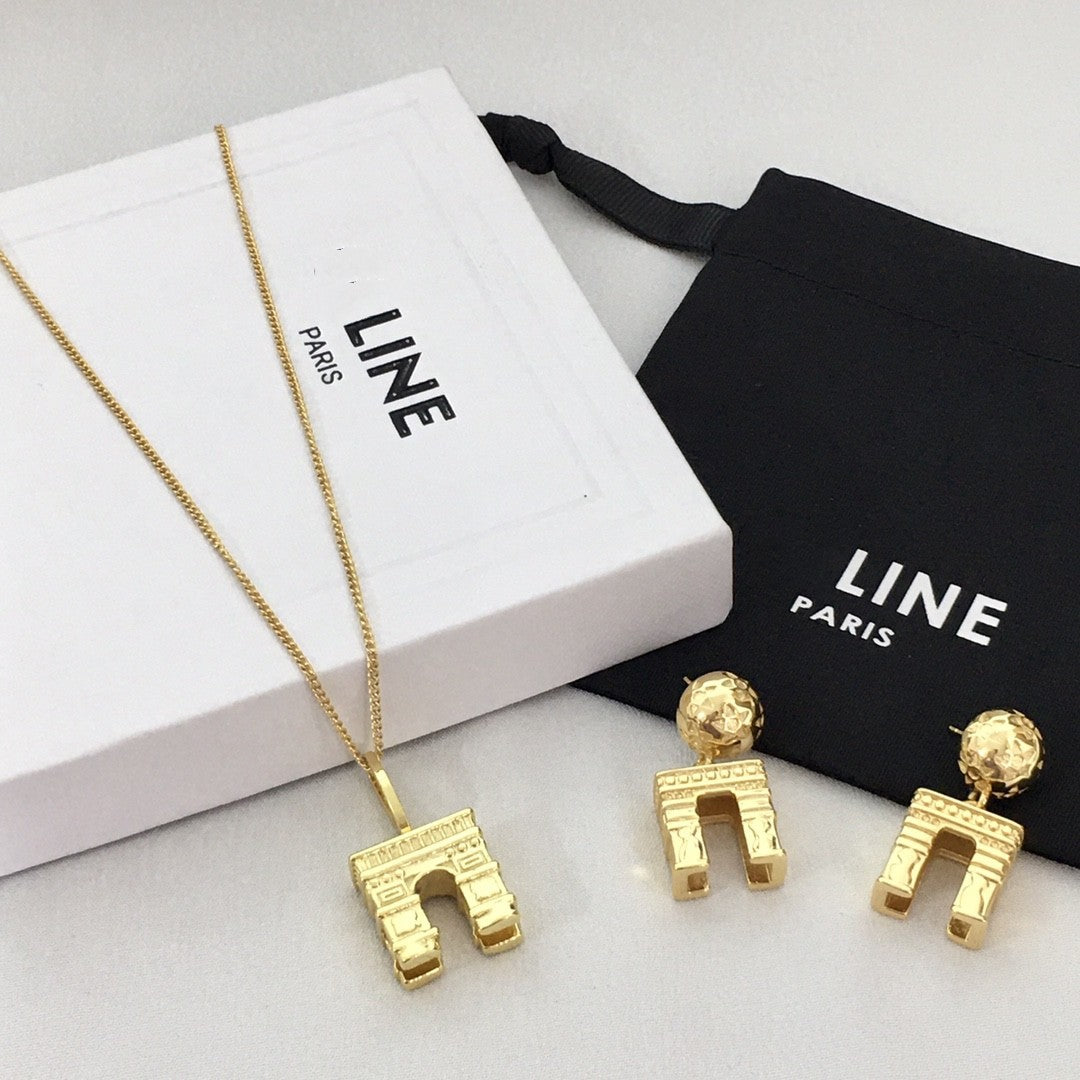 厂家批发赛家新款凯旋门项链女高级感气质复古风中古立体锁骨链