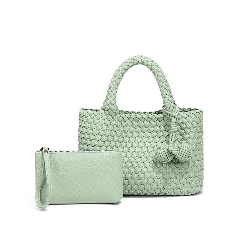 小众编织手提女包新款软皮休闲单肩斜挎包时尚百搭手拎小托特包包