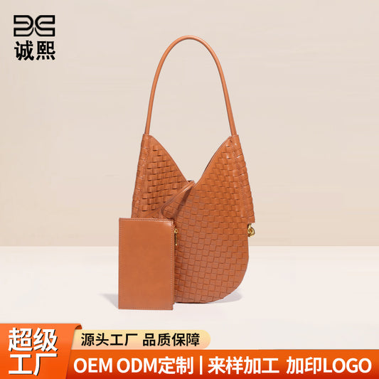 网红定制潮流手挽包小众女包编织单肩腋下包复古两件套零钱托特包