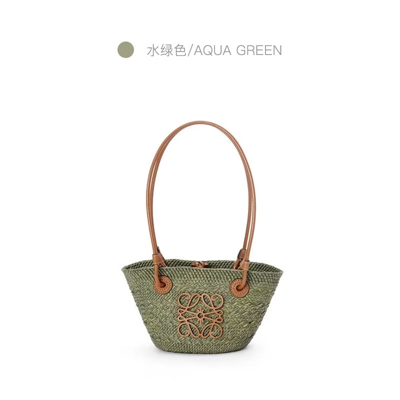 田园风手工编织托特包2024新款沙滩度假手提单肩包法式藤编草编包