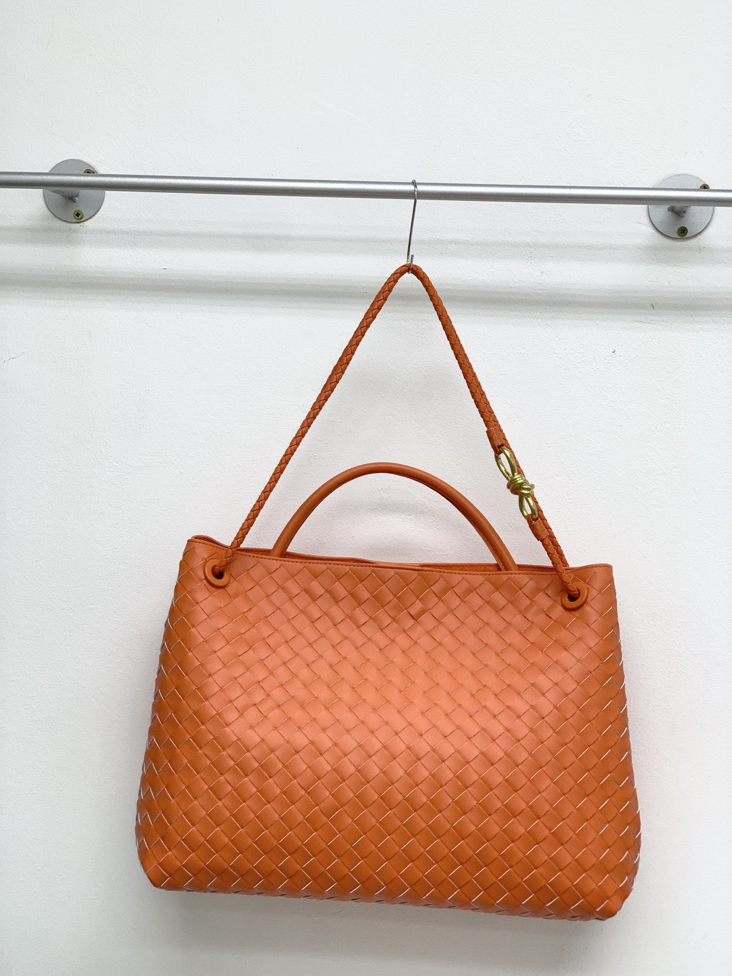 真皮编织包金属绳扣手提包牛皮单肩斜挎包大容量时尚托特包秋冬新