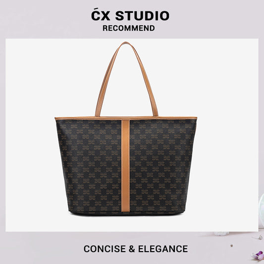 托特包包女2024新款欧美复古手提包老花女士大容量单肩女包时尚