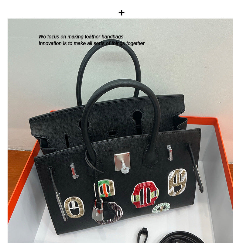 真皮头层牛皮铂金包2025新款时尚女士百搭 爆款女士 单肩斜挎包包