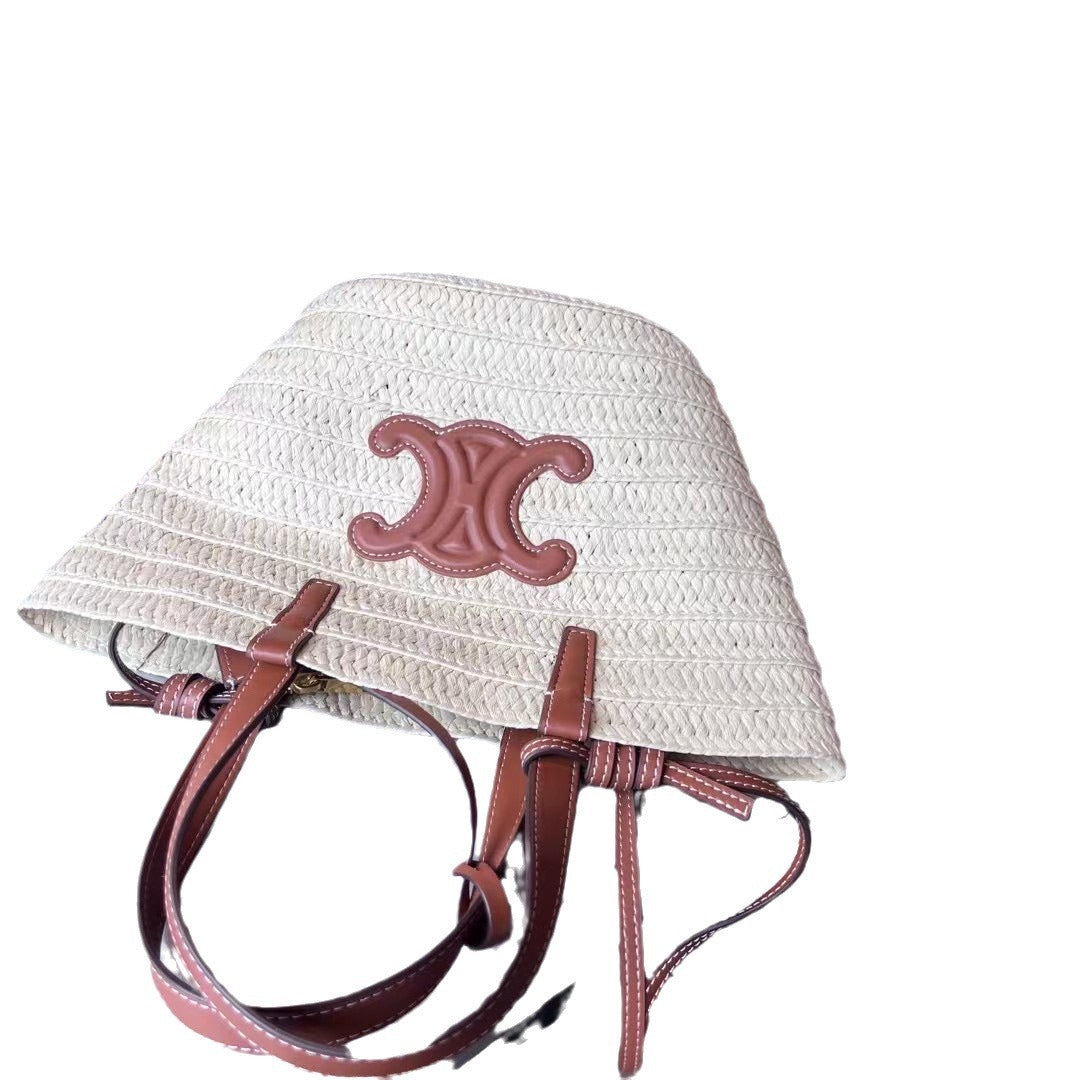 拉菲草编包手工编织包包2024新款大容量菜篮子托特包手提单肩包女