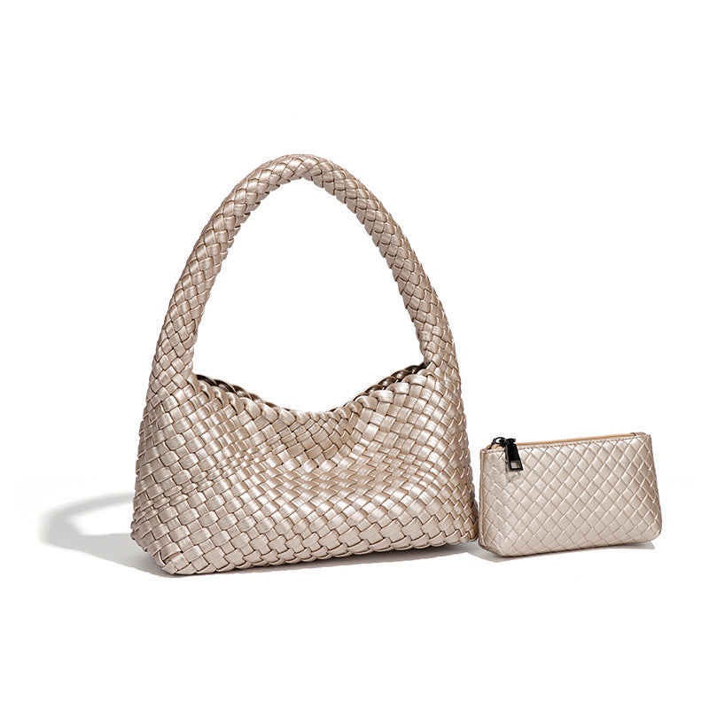 时尚小众2025新款手提包高级感大容量手工编织女包休闲单肩斜跨包