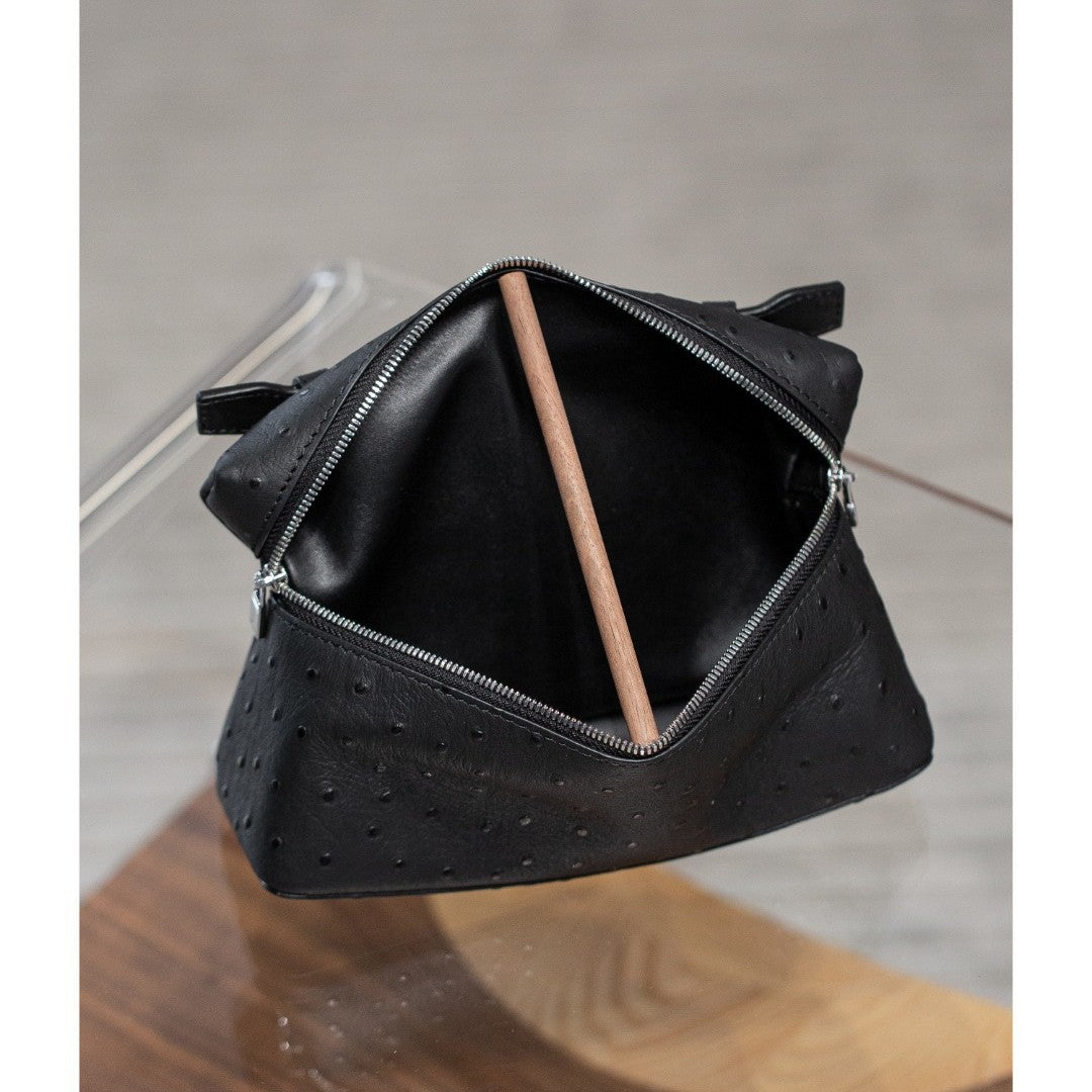 真皮lp包包 19饭盒包高级感鸵鸟纹手提盒子包百搭单肩斜挎小方包