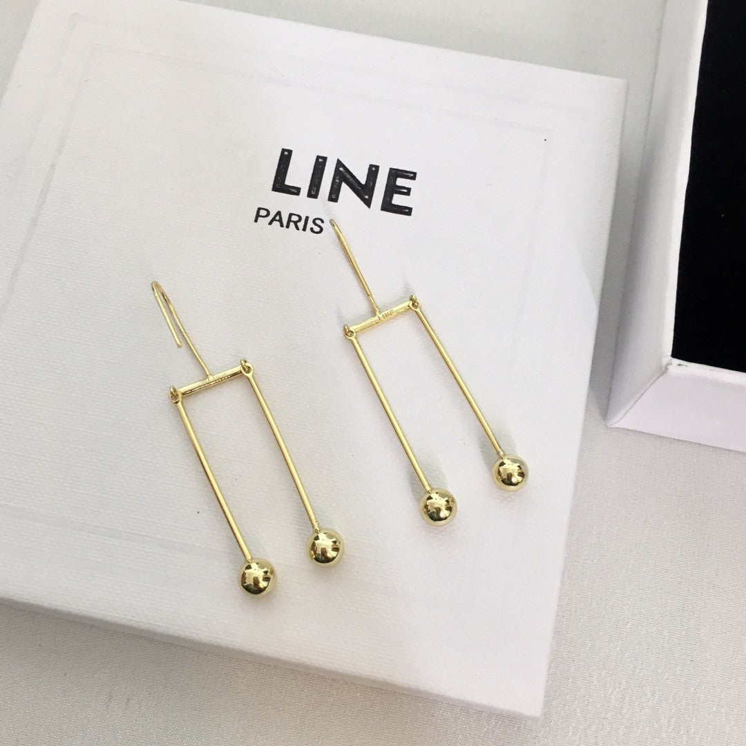 赛林23新款天平耳环女高级感气质冷淡风线条丁丁耳饰