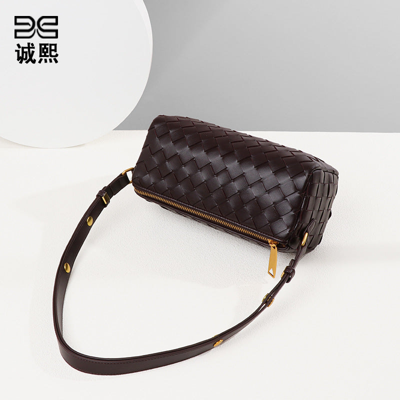 百搭韩版小众单肩腋下女包编织潮流复古手提相机包休闲斜挎笔筒包