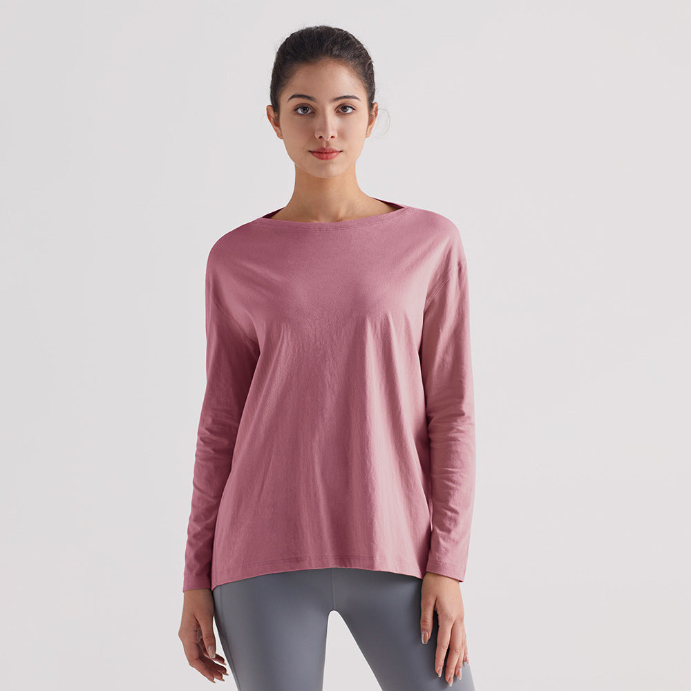 宽松运动上衣女透气速干健身短袖T恤防晒瑜伽服龟背长袖休闲罩衫