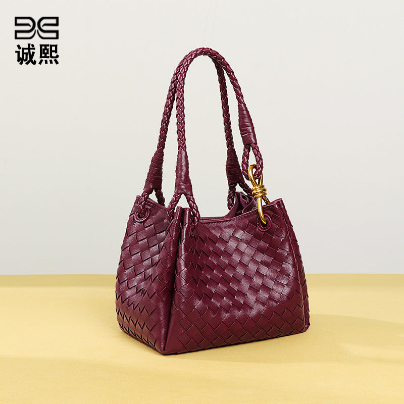 个性复古编织水桶包新款手拎降落伞斜挎女包两件套子母单肩斜跨包