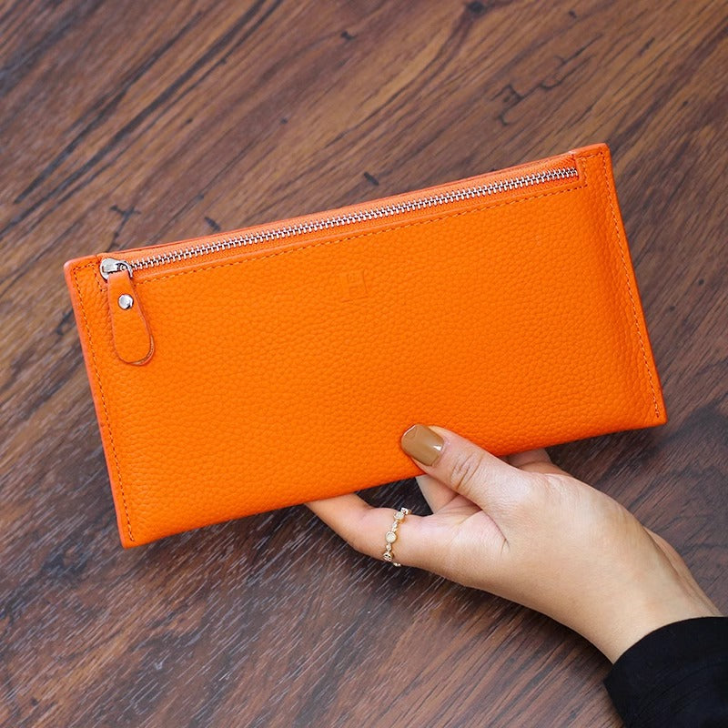 超薄真皮钱包女士2024新款高档头层牛皮手拿手机包卡包精致零钱包