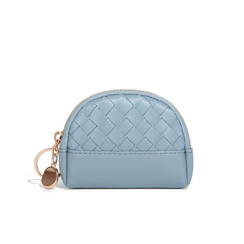 2025新款女包手工编织女钱包简约零钱包钱夹PU皮革小拉链化妆包包