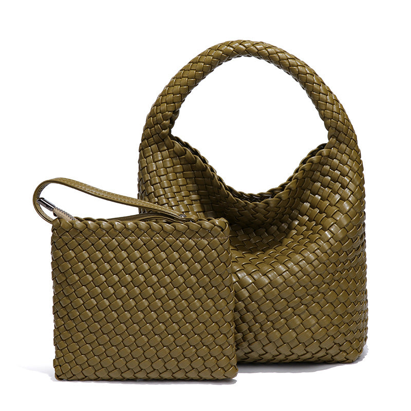 韩版时尚编织子母包纯色百搭简约手提包新款轻奢小众单肩斜挎女包