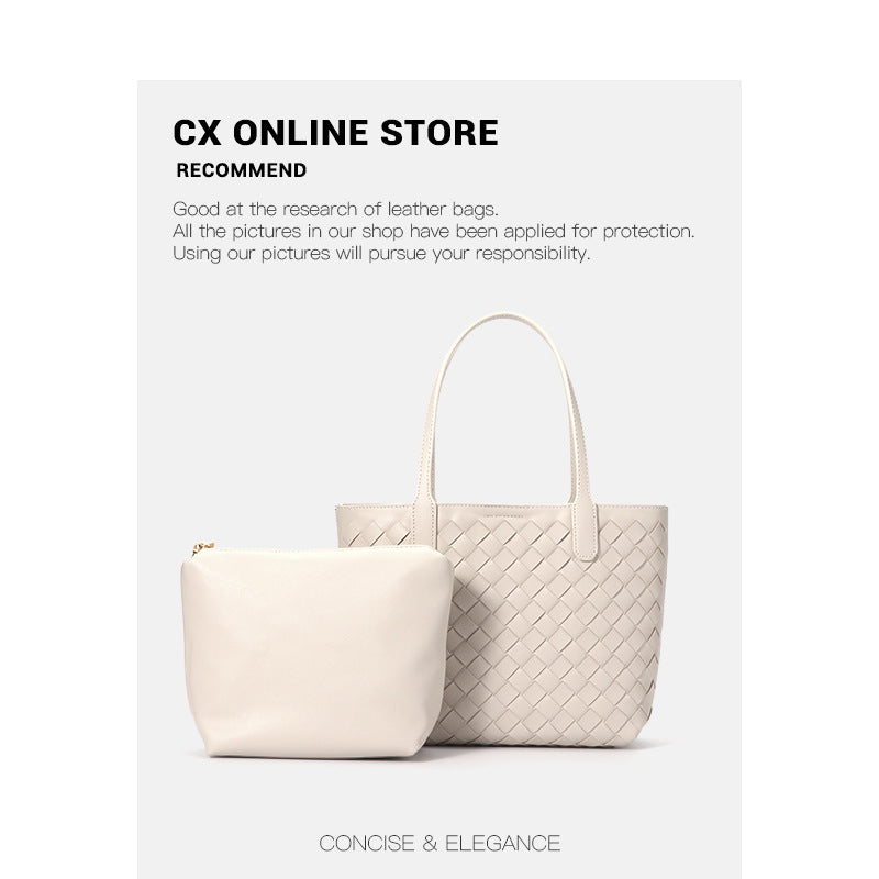 2025新款韩版菜篮子编织女包托特包大容量两件套子母包女士手提包