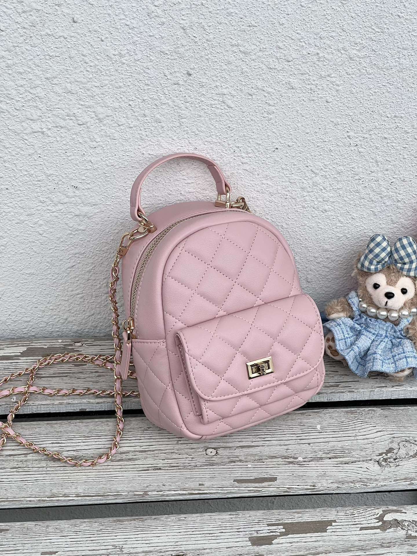 高级感小香风菱格双肩包双肩迷你2025新款时尚百搭书包单肩旅行包