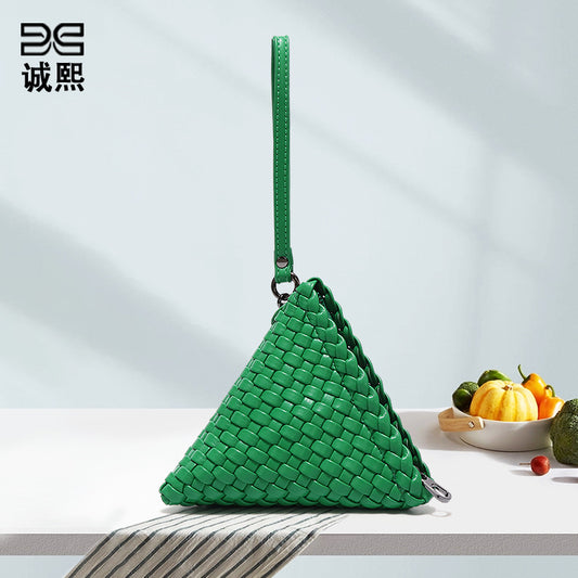 手工编织包小巧收纳包端午节粽子零钱包三角形个性创意单肩斜挎包