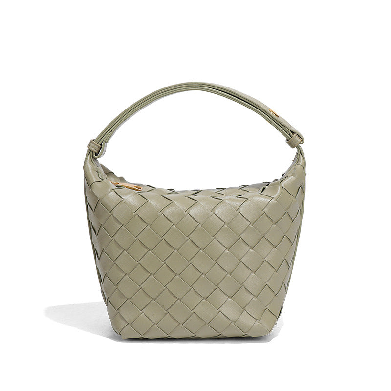 气质手拎饭盒包时尚手工编织包潮流百搭休闲单肩包软皮质感腋下包